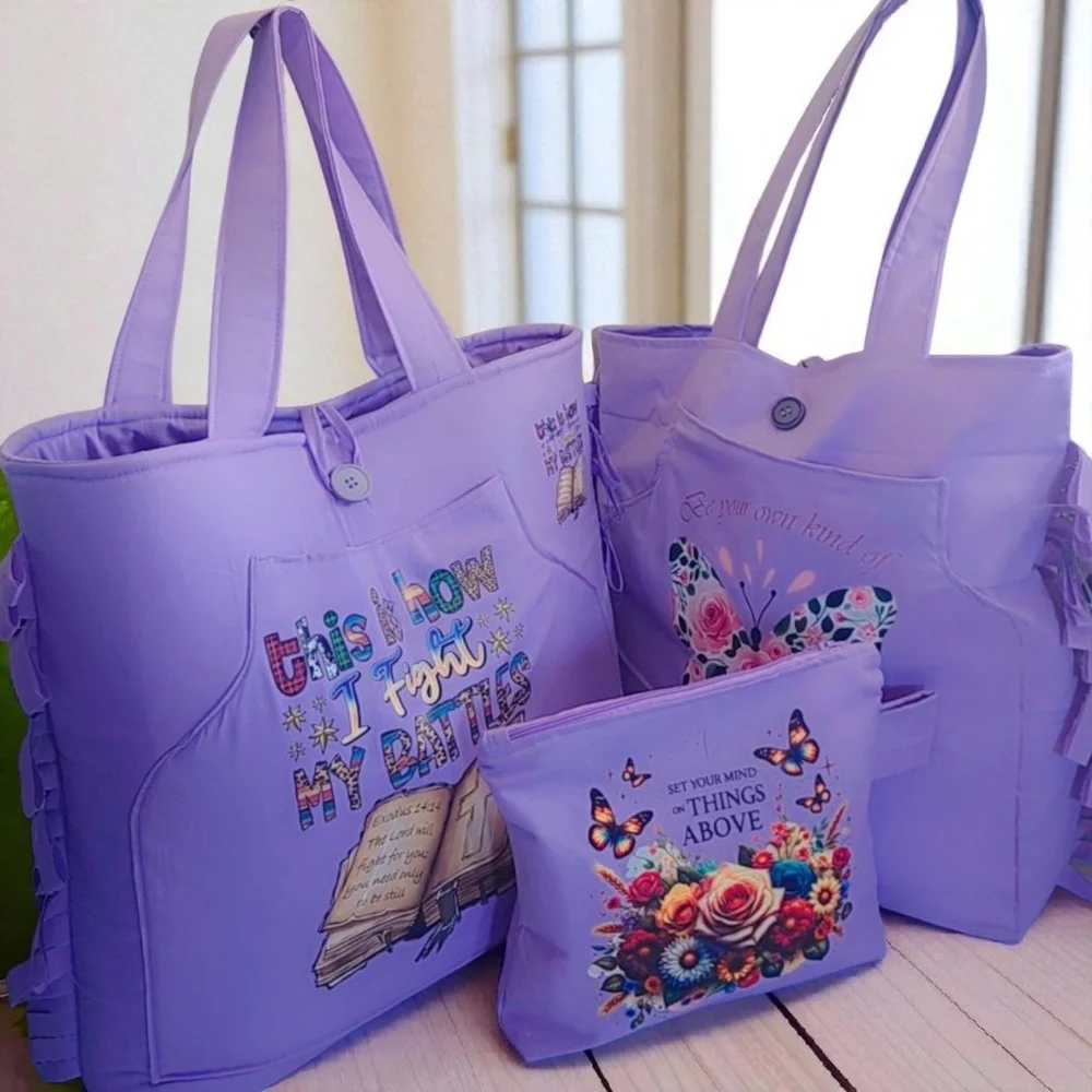 Vibrant Purple Floral Tote Bag Collection